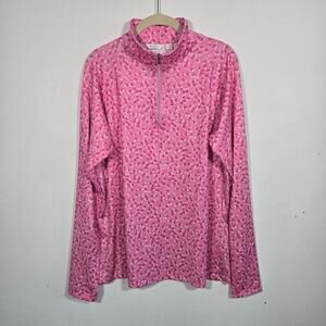 Lady Hagen  Pink Floral 3/4 Zip. Size Extra Large